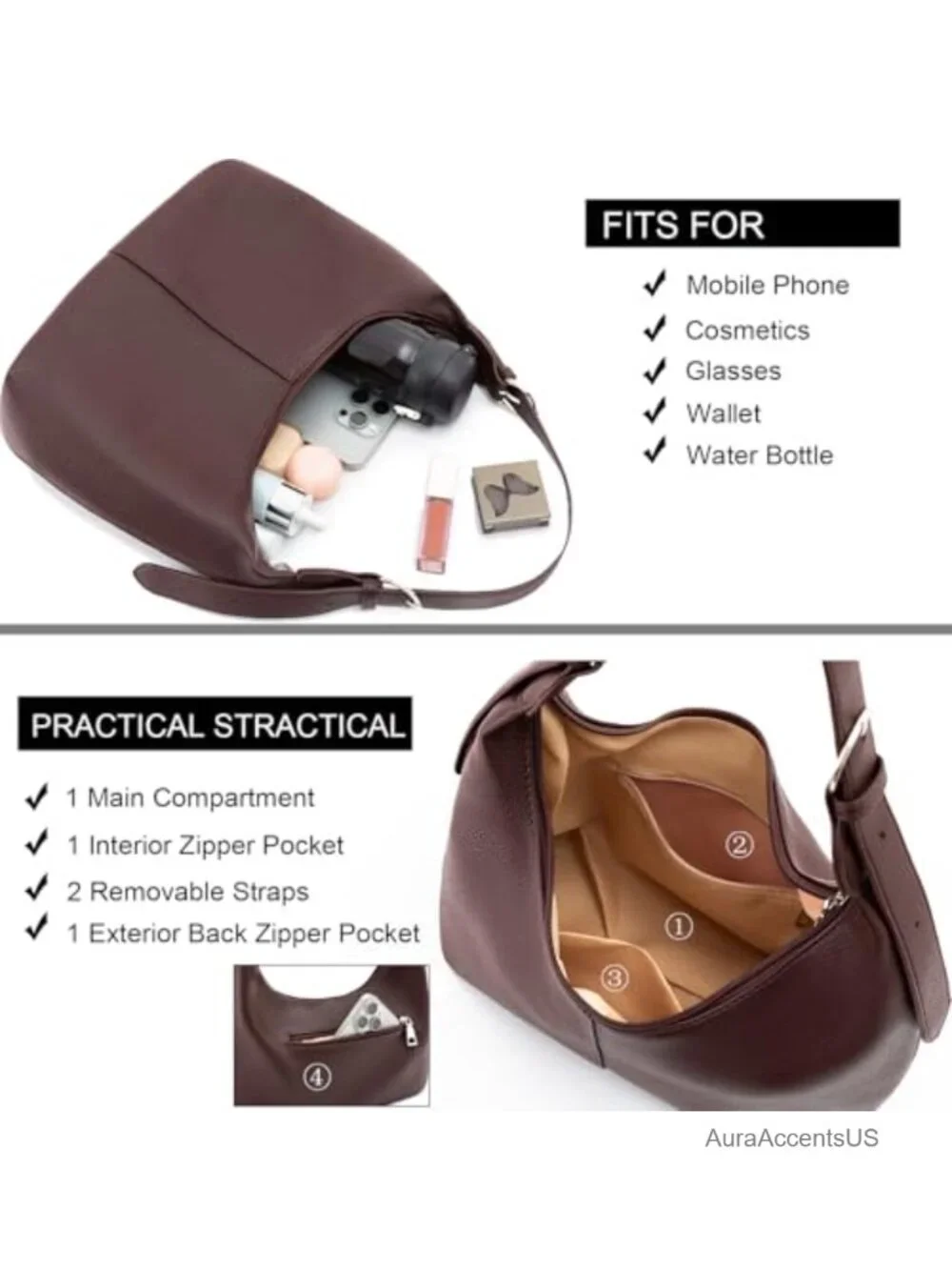 Faux Leather Crescent Shoulder Hobo Bag Crossbody Tote Purse